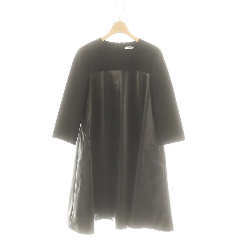 フォクシーニューヨーク FOXEY NEW YORK 43872 Dress Tessa ワンピース フェイクレザー切替 38 黒 |MI OS