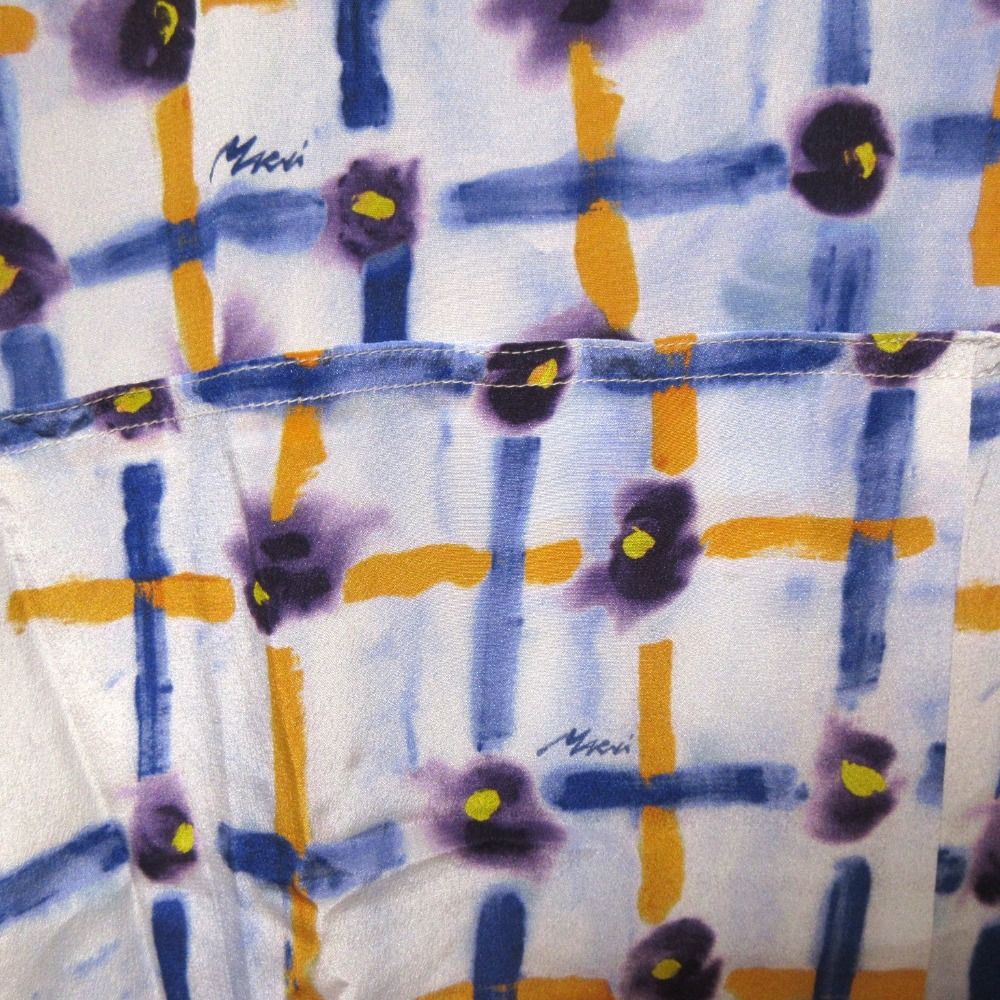 MARNIシルクツイル マキシワンピース プリント入り 未使用 24SS MARNI マルニ シルク100％ 総柄プリント ハーフ