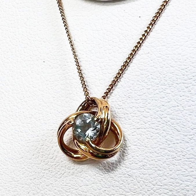 4℃ K18 アクアマリン 2.2g 40cm チェーン ネックレス ジュエリー 