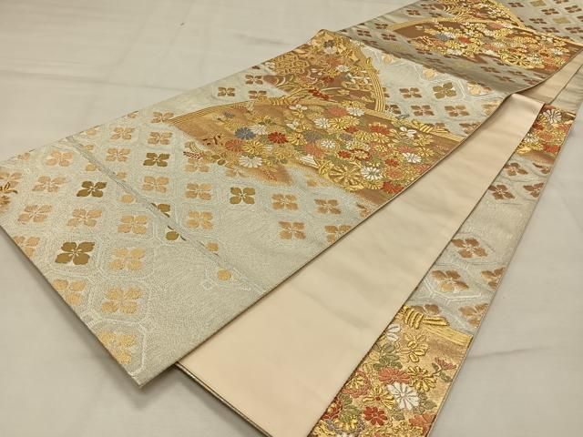 平和屋着物◎六通柄袋帯 格子草花文 逸品 CAAC9256ca