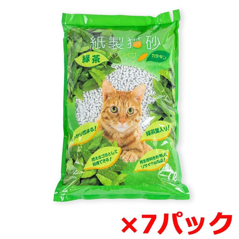 紙製猫砂 JPホームサプライ 日本製 緑茶入りタイプ 7L X7パック