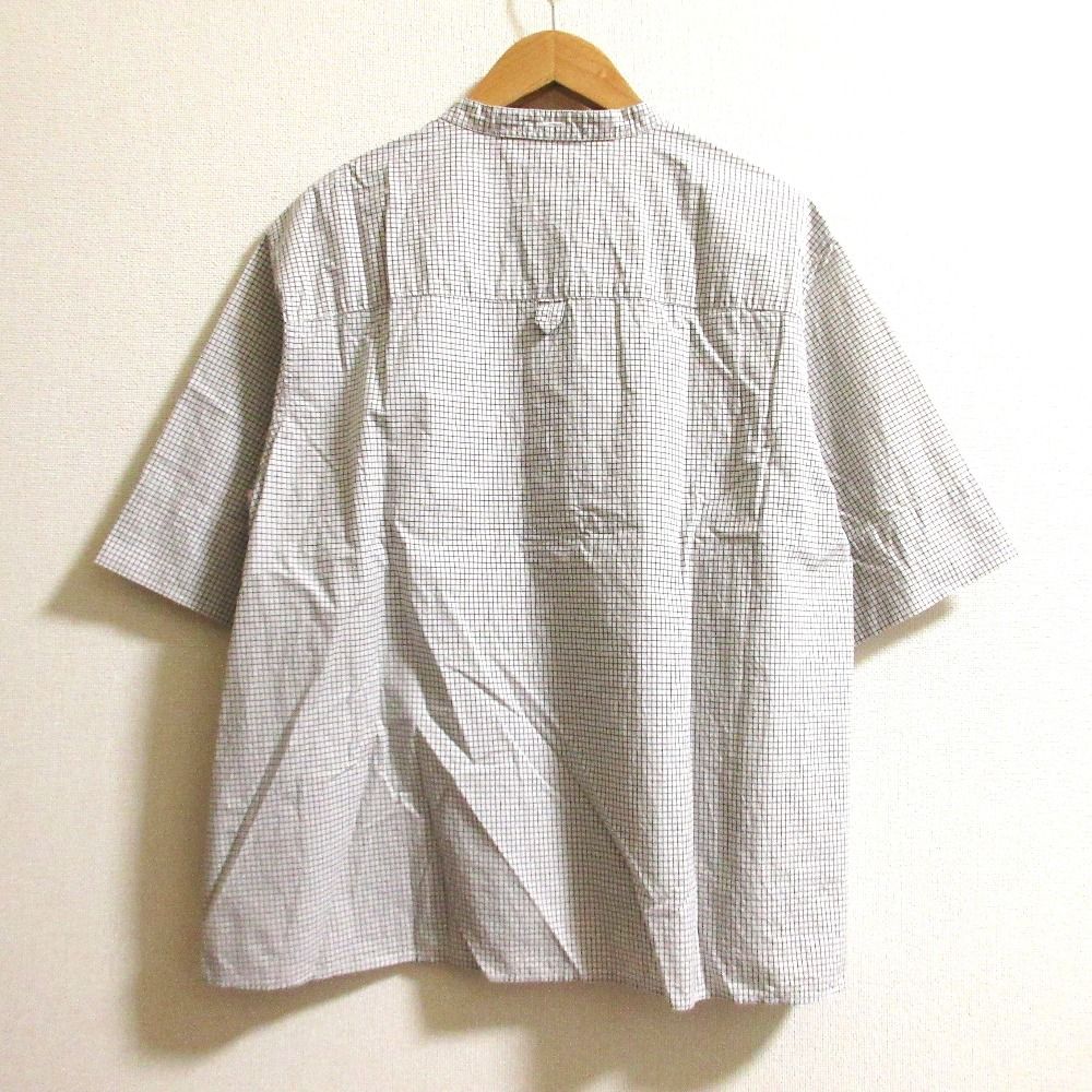 23 SS MHL. マーガレットハウエル COTTON GRAPH CHECK シャツ ブラウス サイズ1 ホワイト グレー レディース 古着