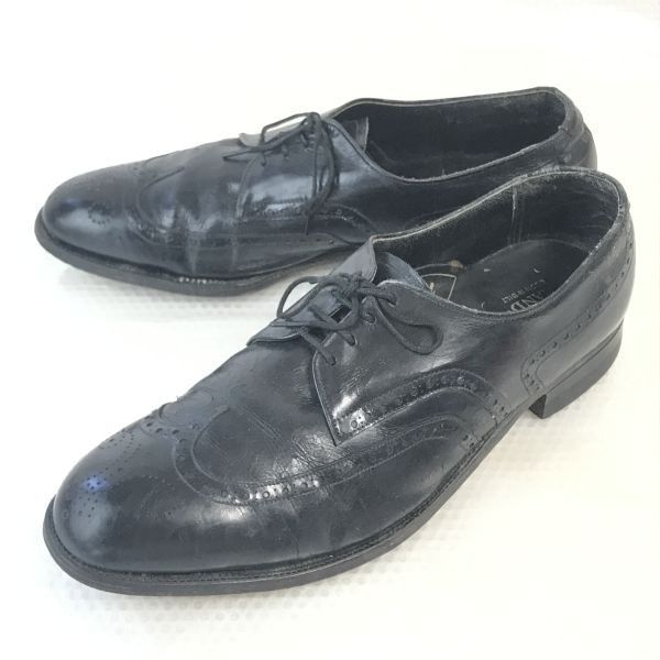 試着交換OK！1950s?Vintage★THE RAND SHOE/Cush-N-Bilt★タン裏フエルト/ウイングチップ【26.5-27.0程度/黒/BLACK】ビジネス/dress shoes◆bi-166 試着交換OK！1950s?Vintage☆THE RAND SHOE/Cush-N-Bilt☆タン裏