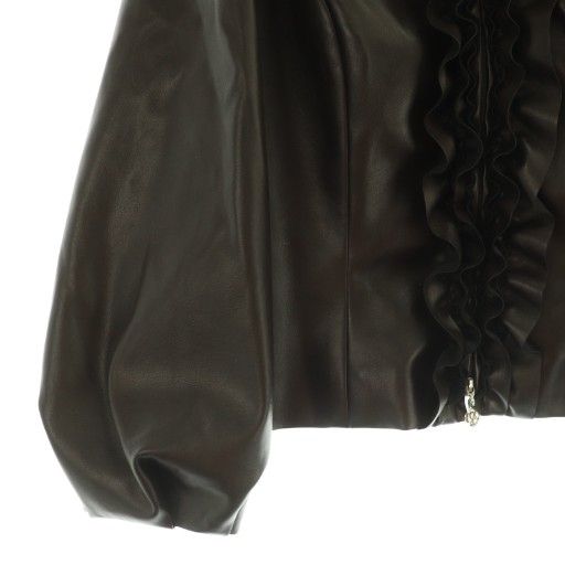 エムズグレイシー M'S GRACY フェイクレザージャケット フリル 七分袖