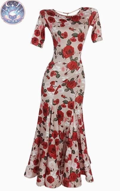 社交ダンスドレス モダンダンス 薔薇 オーダーメイド