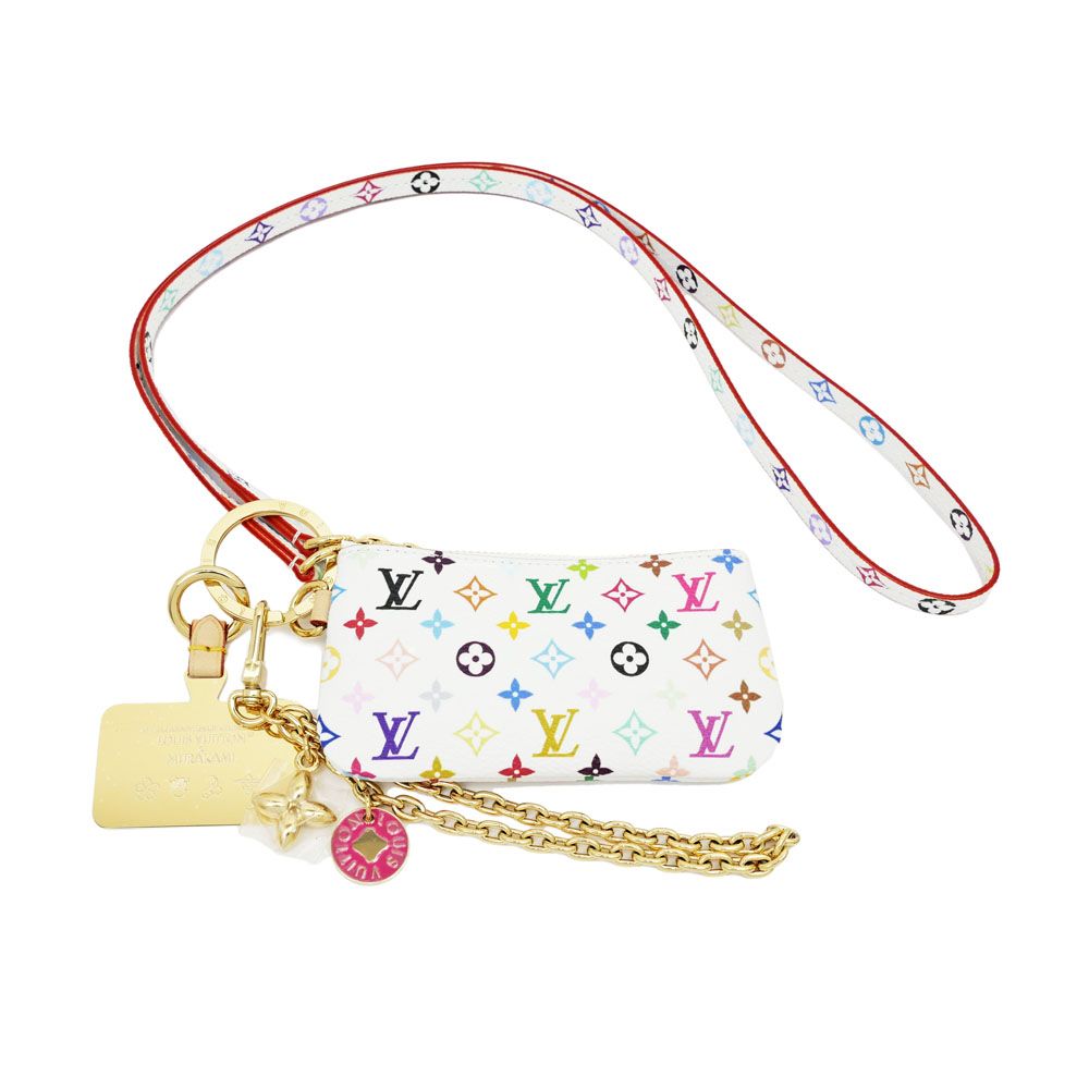 名東 ルイヴィトン LV×TM フォンホルダー M14099 ホワイト マルチ 村上隆コラボ 小物
