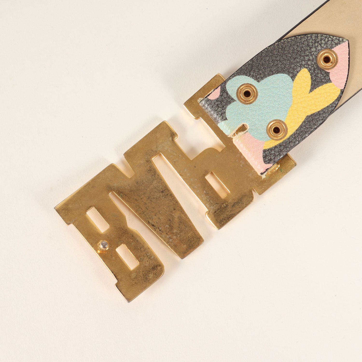 エイプ　マルチカラー パッチワーク レザーベルト Mサイズ A BATHING APE ア ベイシング エイプ ベルト サイズ:M 00s