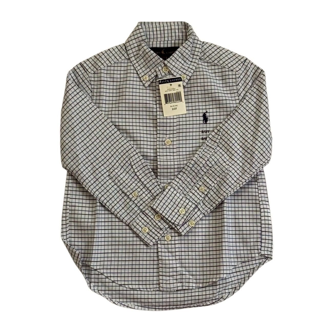 未使用 Ralph Lauren ラルフローレン チェックワイシャツ 青系 白 