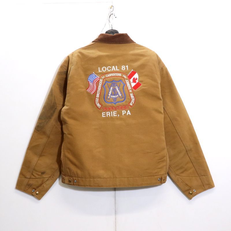 90s カーハート　ダックジャケット　裏地ブランケット 古着 90-00s USA製 Carhartt 裏地 ストライプ ブランケット