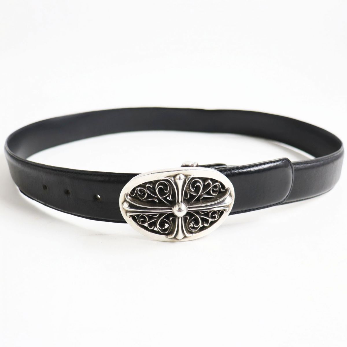 良品○CHROME HEARTS クロムハーツ レザー クラシックオーバルクロス  