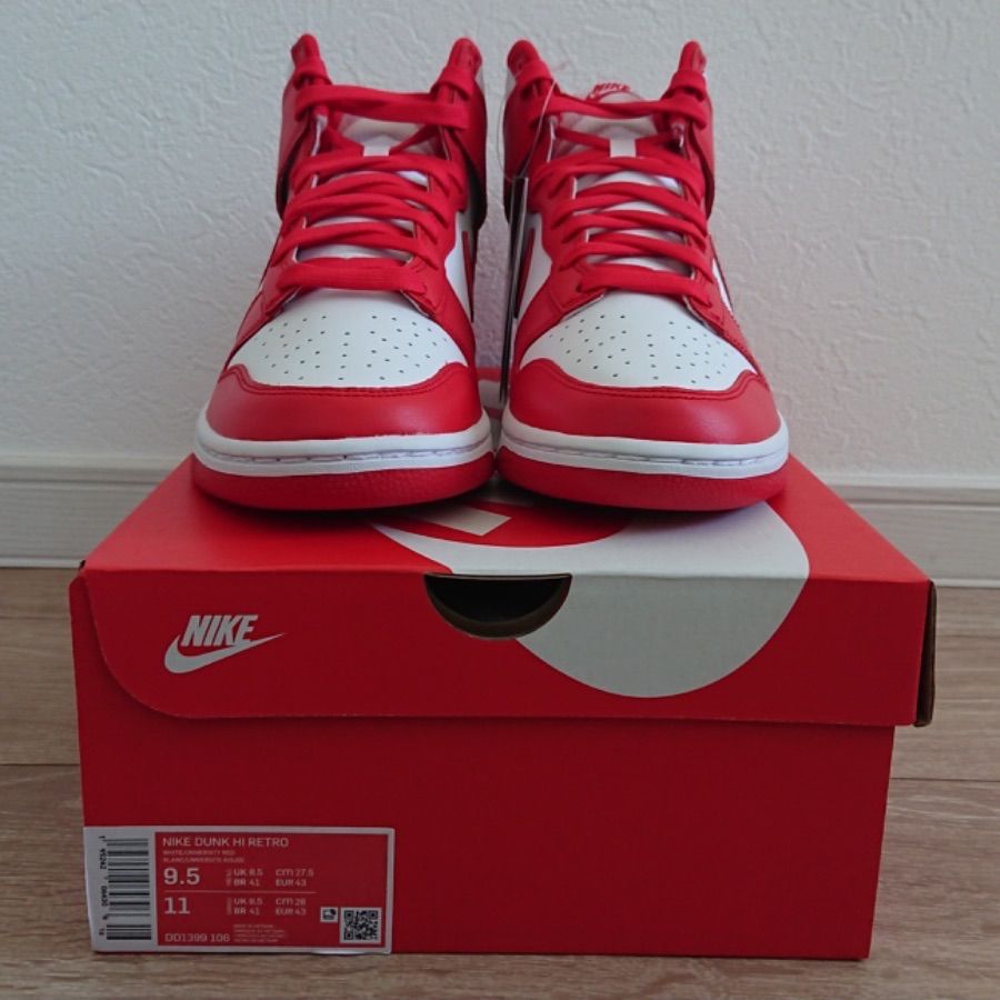 Nike Dunk High White and Red  US9.5 27.5