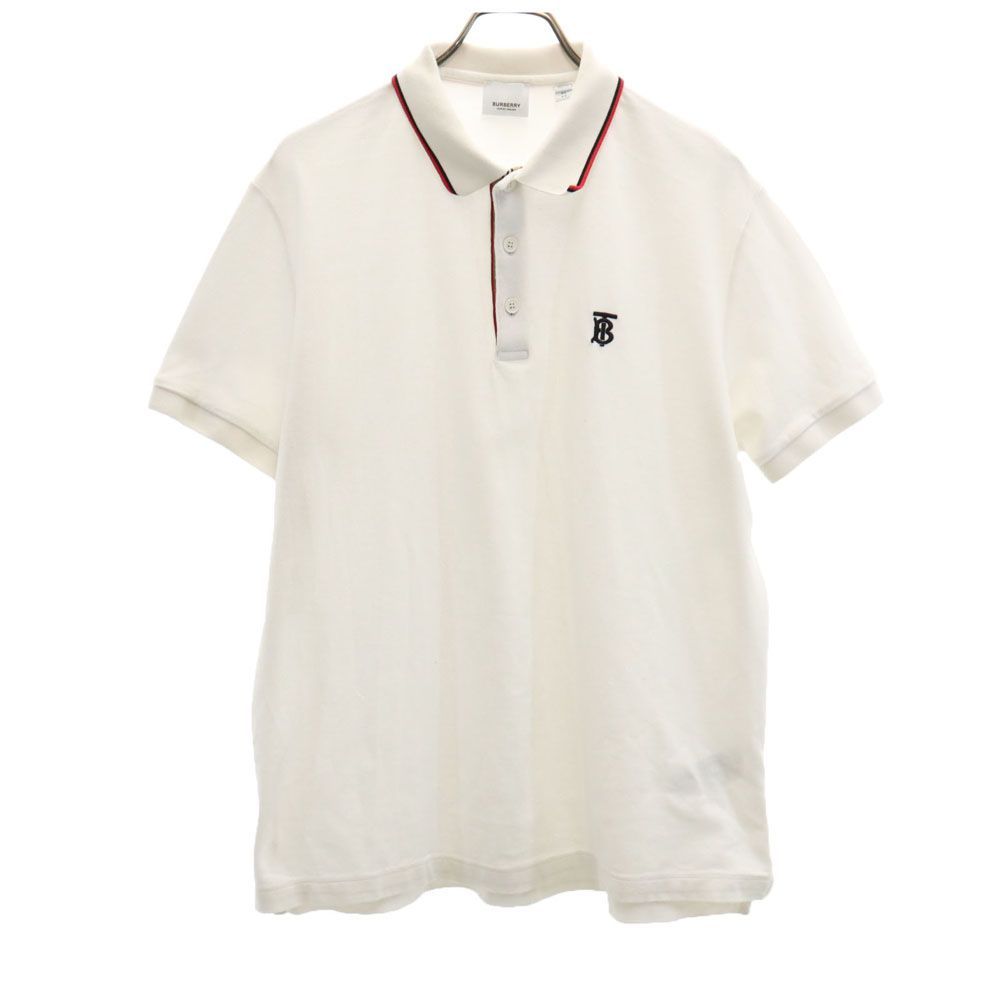 バーバリーロンドン 半袖 ポロシャツ XL ホワイト BURBERRY LONDON 鹿の子 メンズ 古着 【240331】