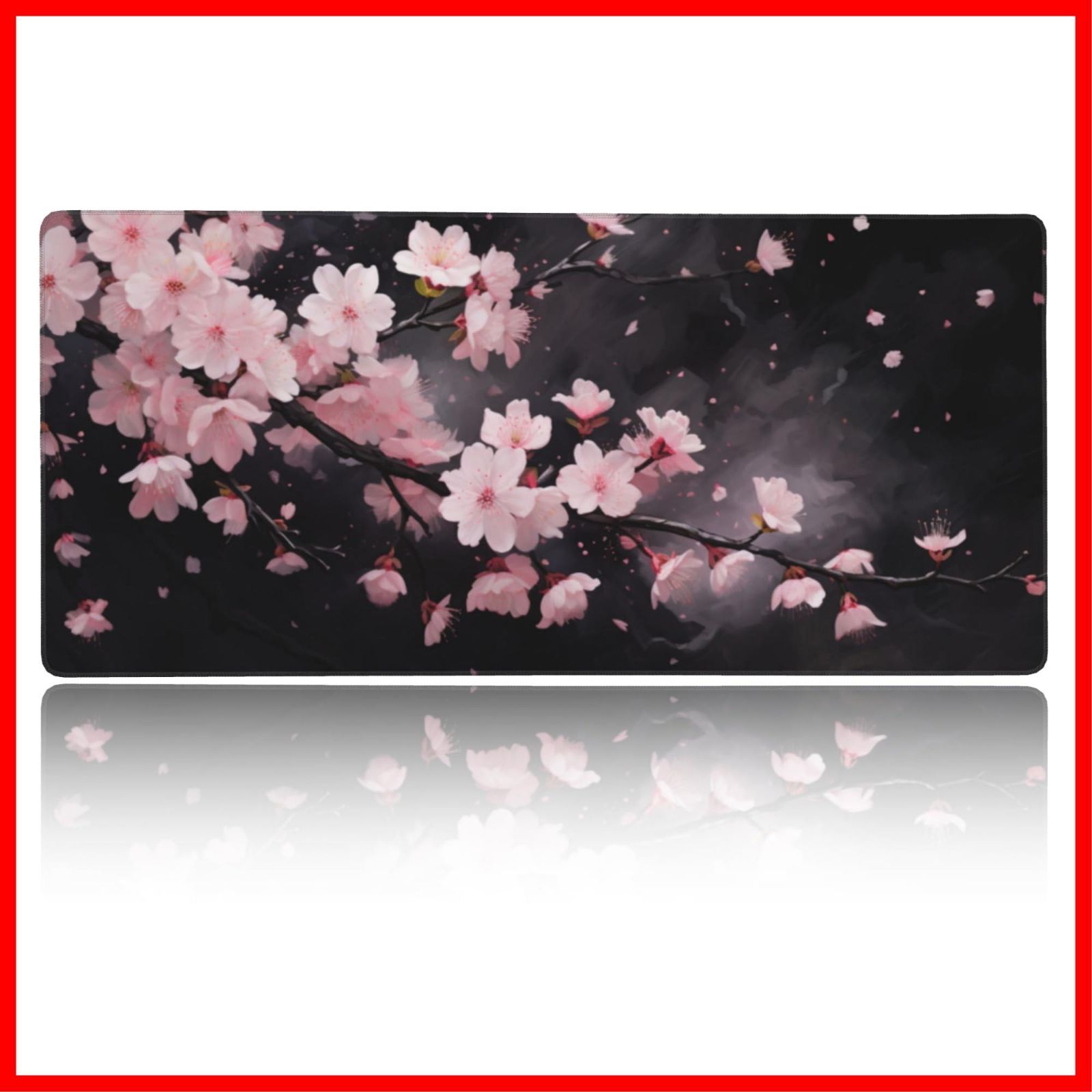 【速発送】マウスパッド 大型 ゲーミング ピンク 桜 花 ブラック 花びら マウスマット デスクマット 特大 おおきい キーボードパッド ゴム底 エレコム 光学式 マウス対応 滑り止め 耐久性 良