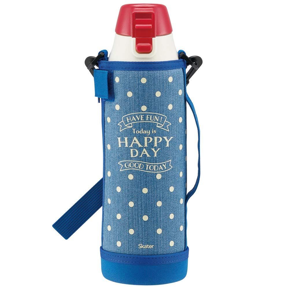 【在庫セール】直飲み 水筒 スポーツボトル 990ml ボトルカバー付き ブルー スケーター HAPPY DAY KSDC10S