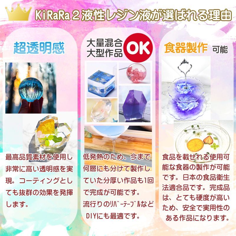 750g【食器の作れるレジン液】キララ 2液性レジン液 食品衛生法適合
