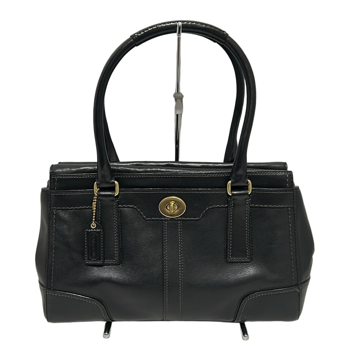 コーチ ハンドバッグ ハンプトンズレザー キャリーオール ブラック COACH(コーチ) ハンドバッグ美品 ハンプトンズミディアム