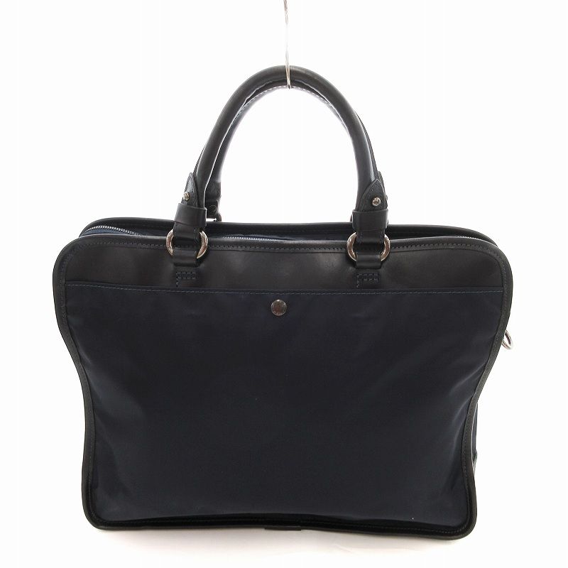 イタリア製 FClioネイビー レザー ビジネスバッグ