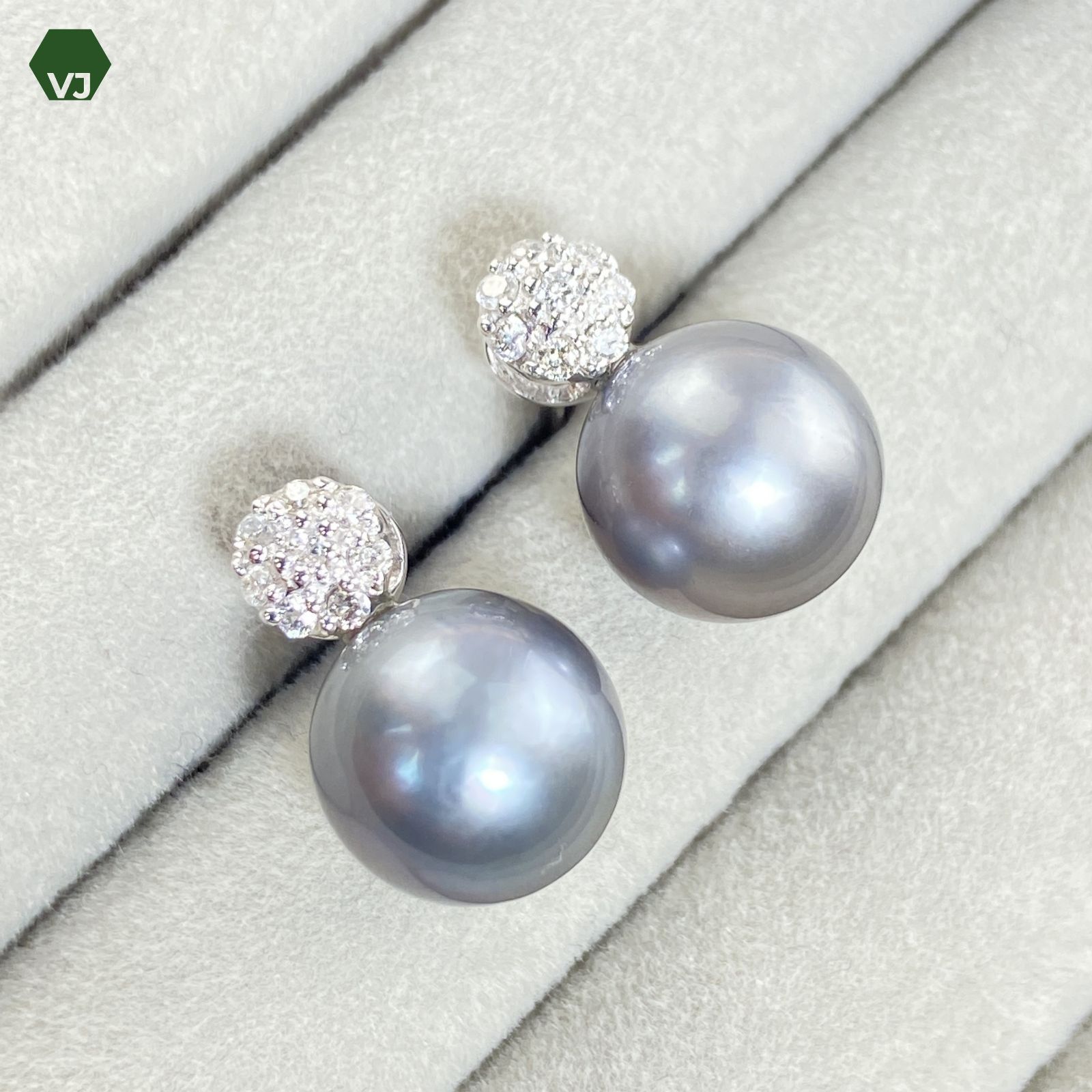 19-17】パール ダイヤモンド ピアス D0.24ct【中古】【K18WG】☆By 