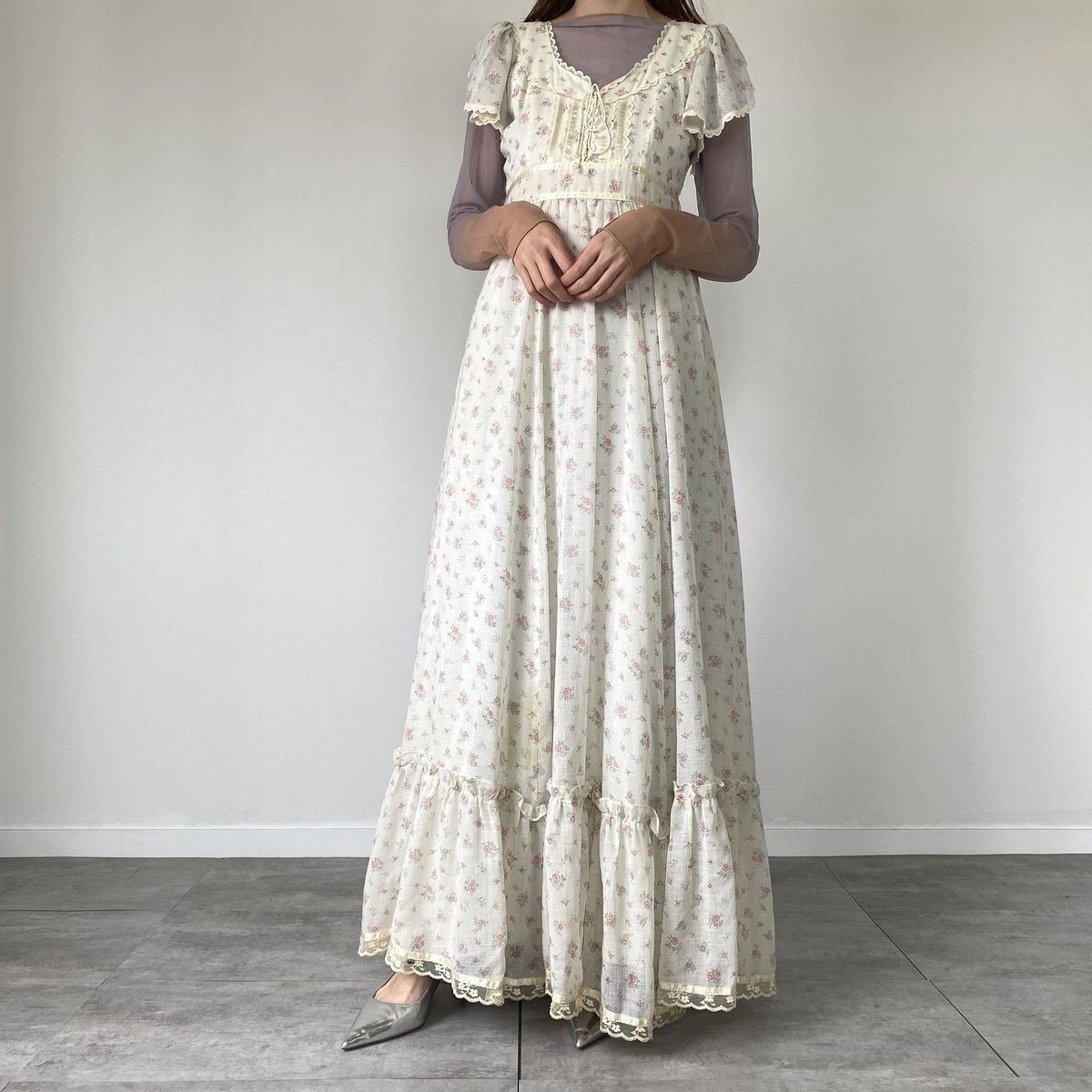 古着 70年代 ガンネサックス GUNNE SAX Jessica 花柄 マキシ丈 古着 70年代 ガンネサックス GUNNE SAX Jessica 花柄 マキシ丈