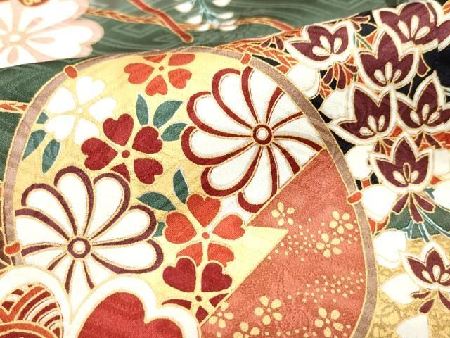 平和屋着物□訪問着 駒刺繍 絞り 道長枝花文 金彩 正絹 逸品