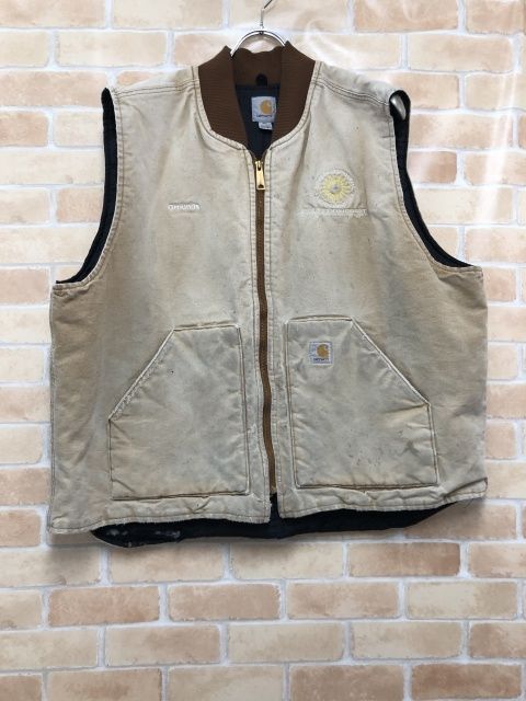 Carhartt ベージュ ダックベスト　古着 90s カーハート USA製 ヴィンテージ ダックベスト ベージュ