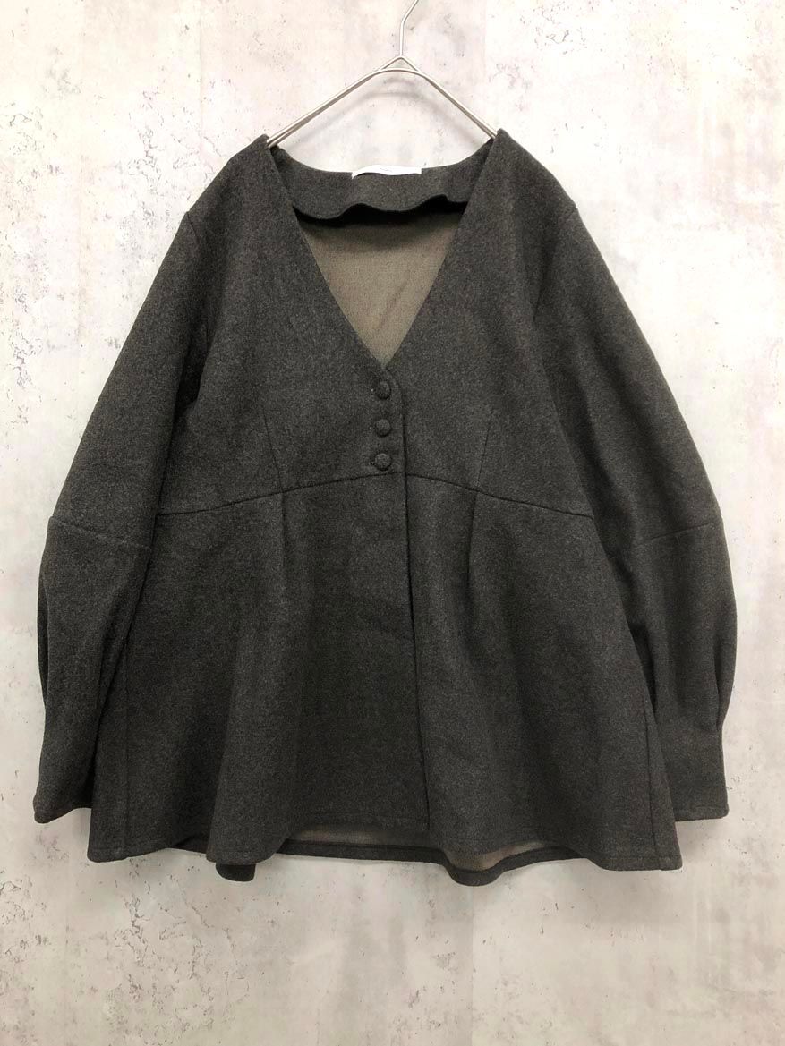 Alumu. エルム AM471003 メルトンペプラムボタントップス カットソー sizeF チャコール ◆ ◎レディース