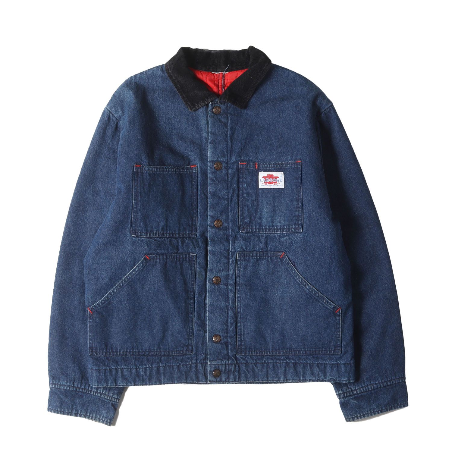 U.S.VINTAGE 80s CABOOSE 裏キルティング デニム ワークジャケット インディゴ 70% サイズ:詳細参照(L位) 80年代 ヴィンテージ 古着 アウター ブルゾン 上着【メンズ】