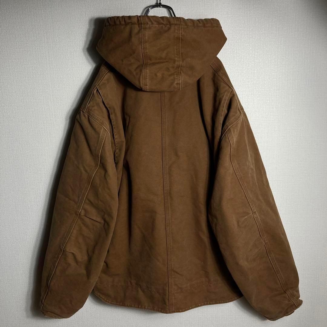 80s Carhartt アクティブジャケット 総柄 ジップパーカー 希少 希少2XLサイズ】カーハート アクティブジャケット ロゴ ジップ