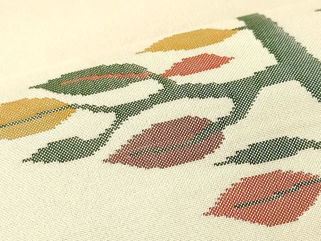 平和屋着物○名門木屋太 今河織物 六通柄袋帯 孔雀枝葉文 正絹 逸品