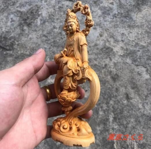稀少珍品 観音菩薩 自在観音菩薩 檜木 鎮宅辟邪 風水開運 美術