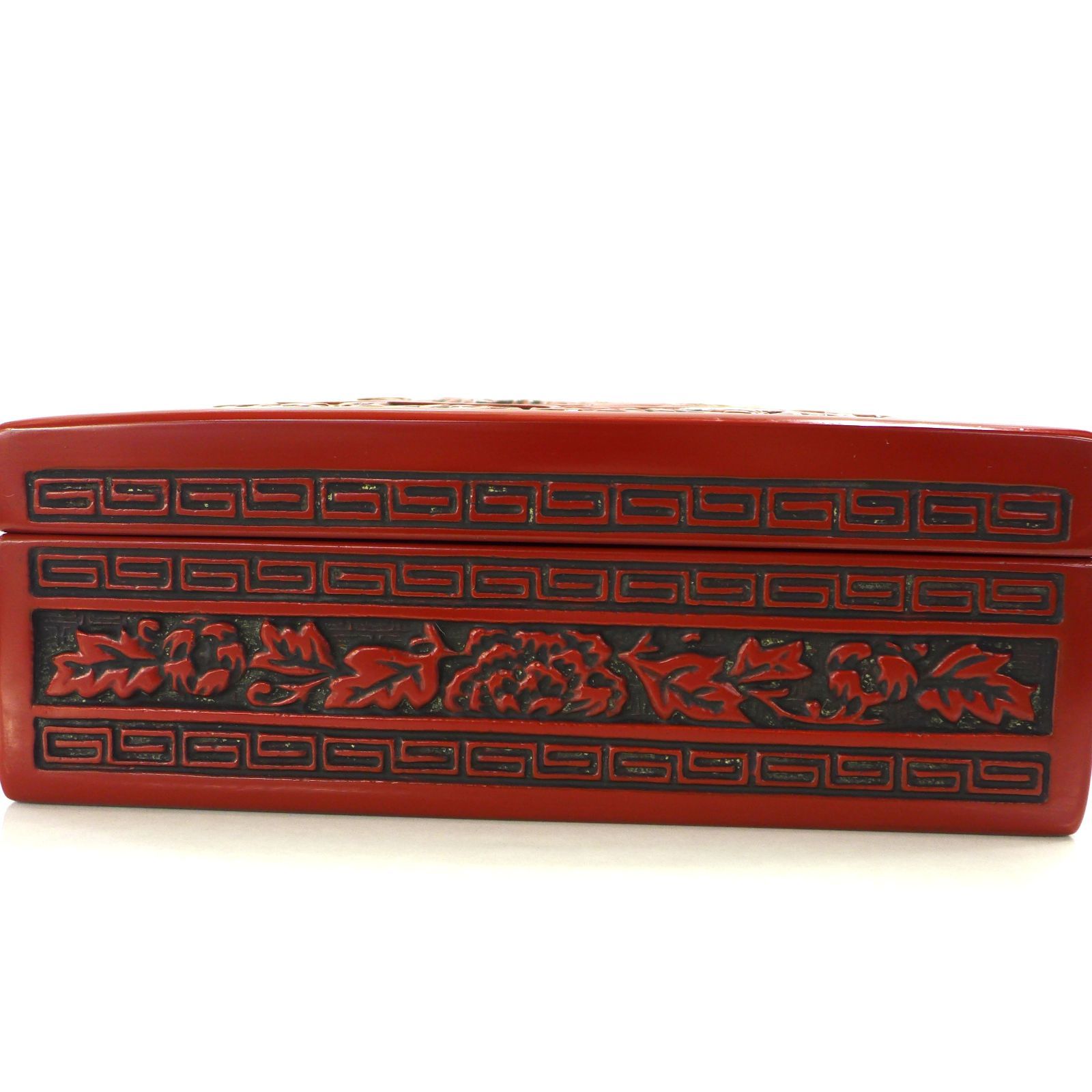 仙台堆朱 漆器 文箱 硯箱 書類箱 山水画彫刻＆堆朱 小物入れ 公田店