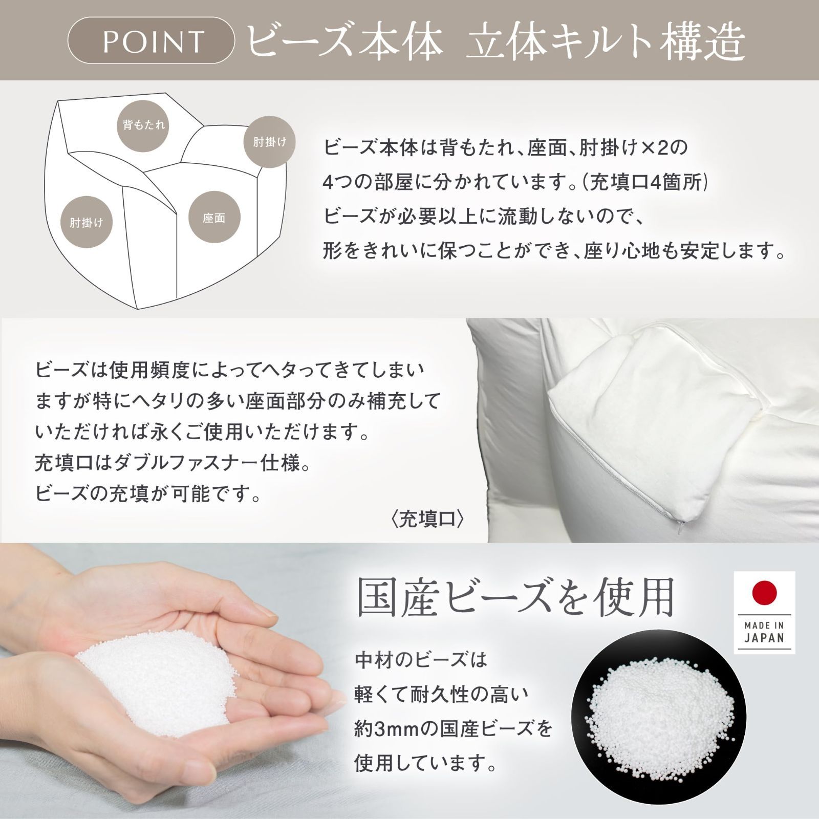 ラウンジャービーズソファ コーデュロイ生地 ビーズクッション グレー フレックス販売 LNG-90D MARWIL-DEMENAGEMENTS_CH