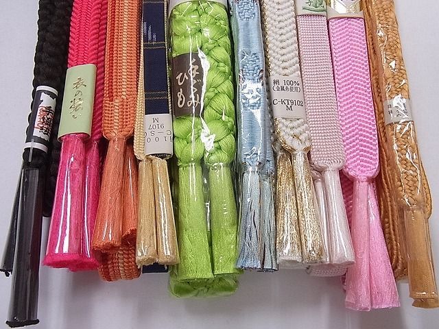 平和屋2■和装小物 帯締め全て未使用10本 礼装用 笹浪組 本場琉球絣 金糸 三越扱い 逸品 未使用 ih454