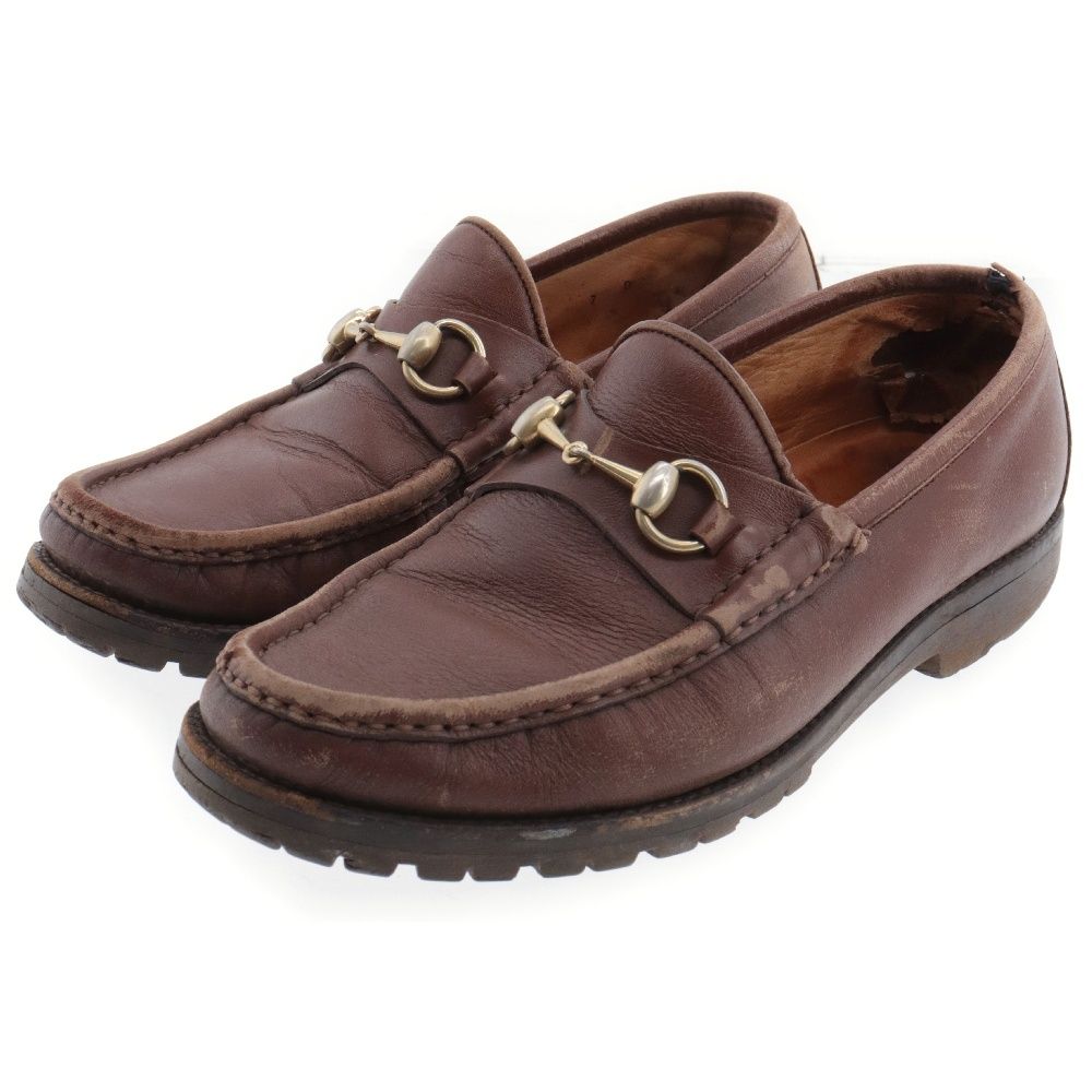 m*u様 グッチ　ホースビットローファー　スエード　ブラウン　111 6030 GUCCI (グッチ) ホースビット レザー ローファー ブラウン 111-6030