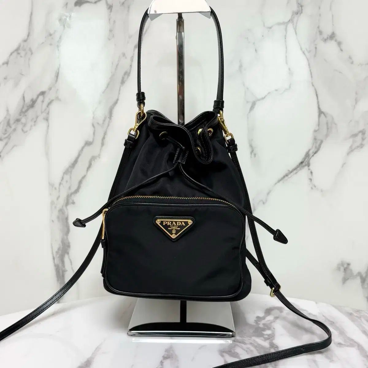 OS PRADA プラダ デュエット Re-Nylon バケットバッグ
