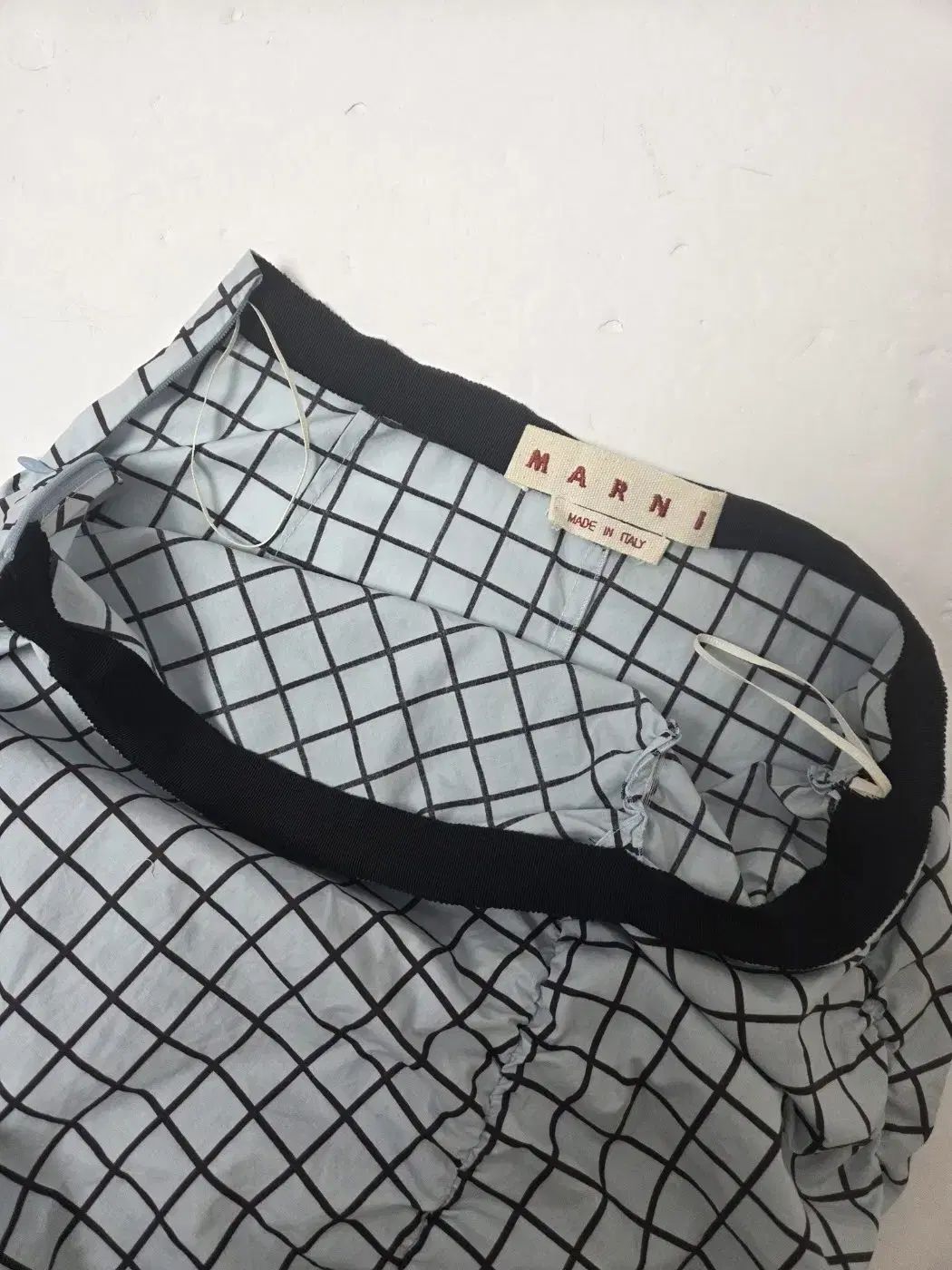 Marni マルニ チェック 柄 アシメントリー フリル スカート スカイブルー S GULLKHAN_COM