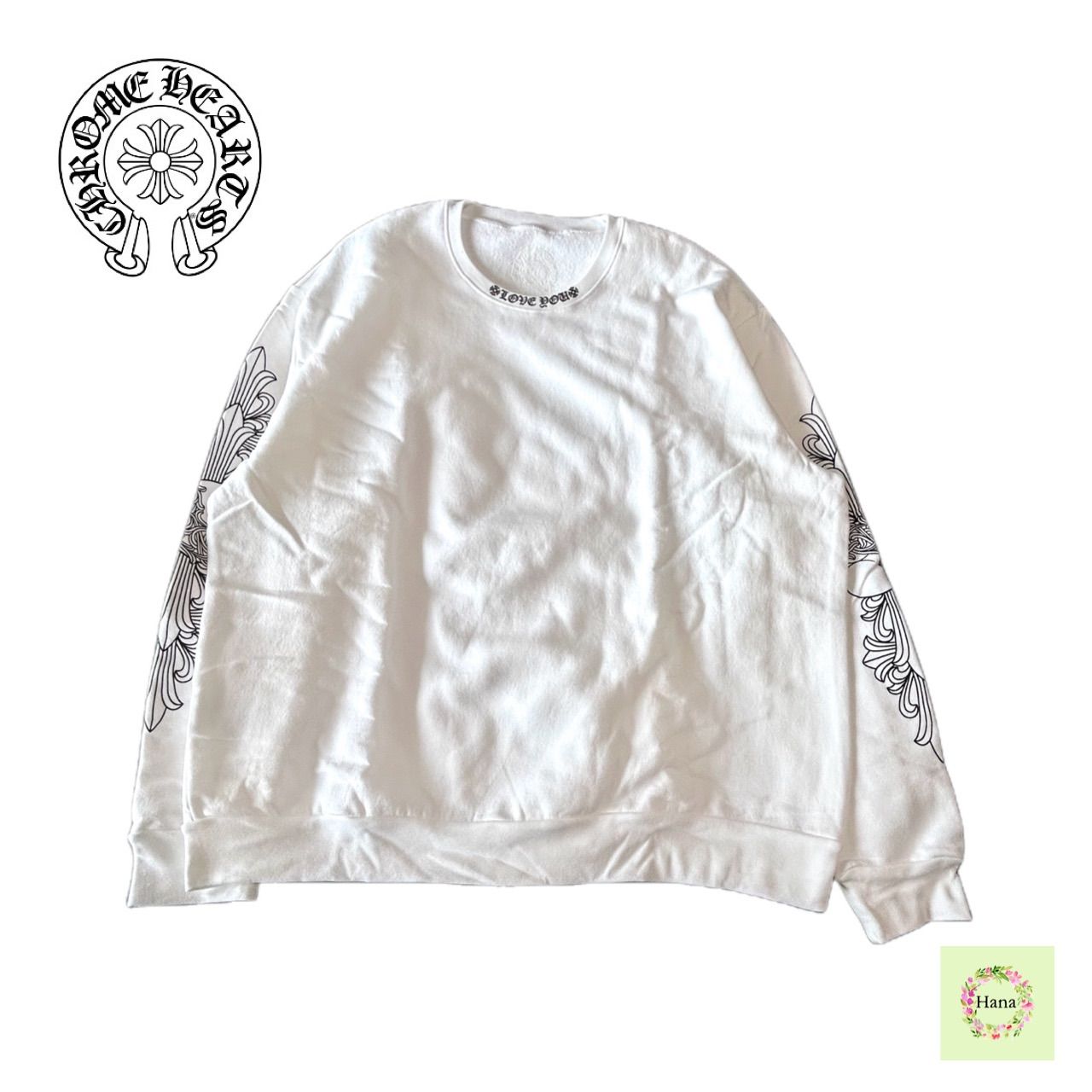 オンライン CHROME HEARTS クロムハーツ クルーネック スウェット LOVE YOU CREW SWEATSHIRT トップス メンズ ホワイト L 証明無修正 プレゼント