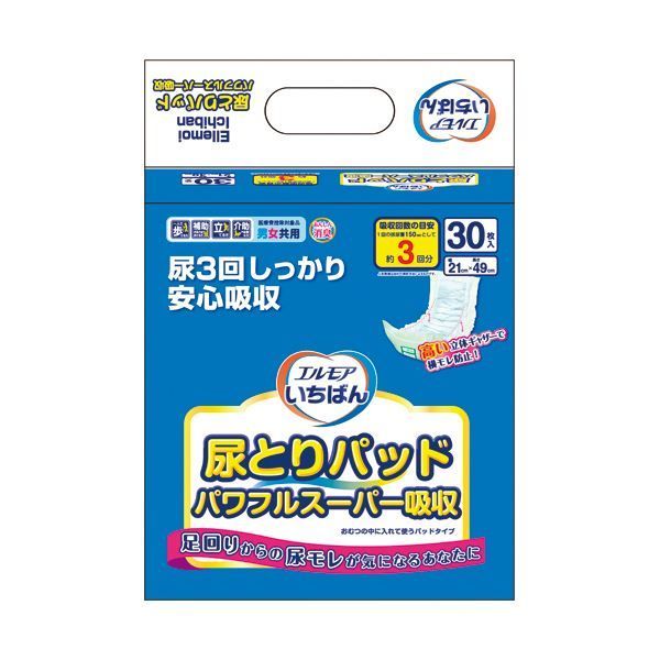 まとめ カミ商事 エルモアいちばん 尿とりパッドパワフルスーパー吸収 1パック 30枚 ×10セット