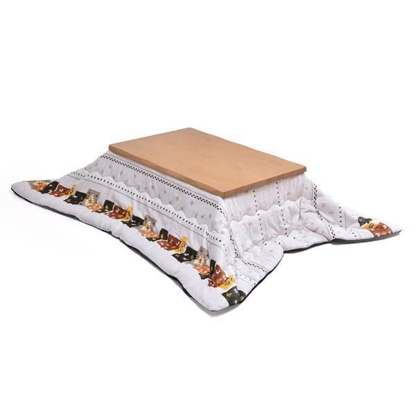 2点セット〕 こたつ 約幅120cm 栓柄転写 ナチュラル こたつ布団