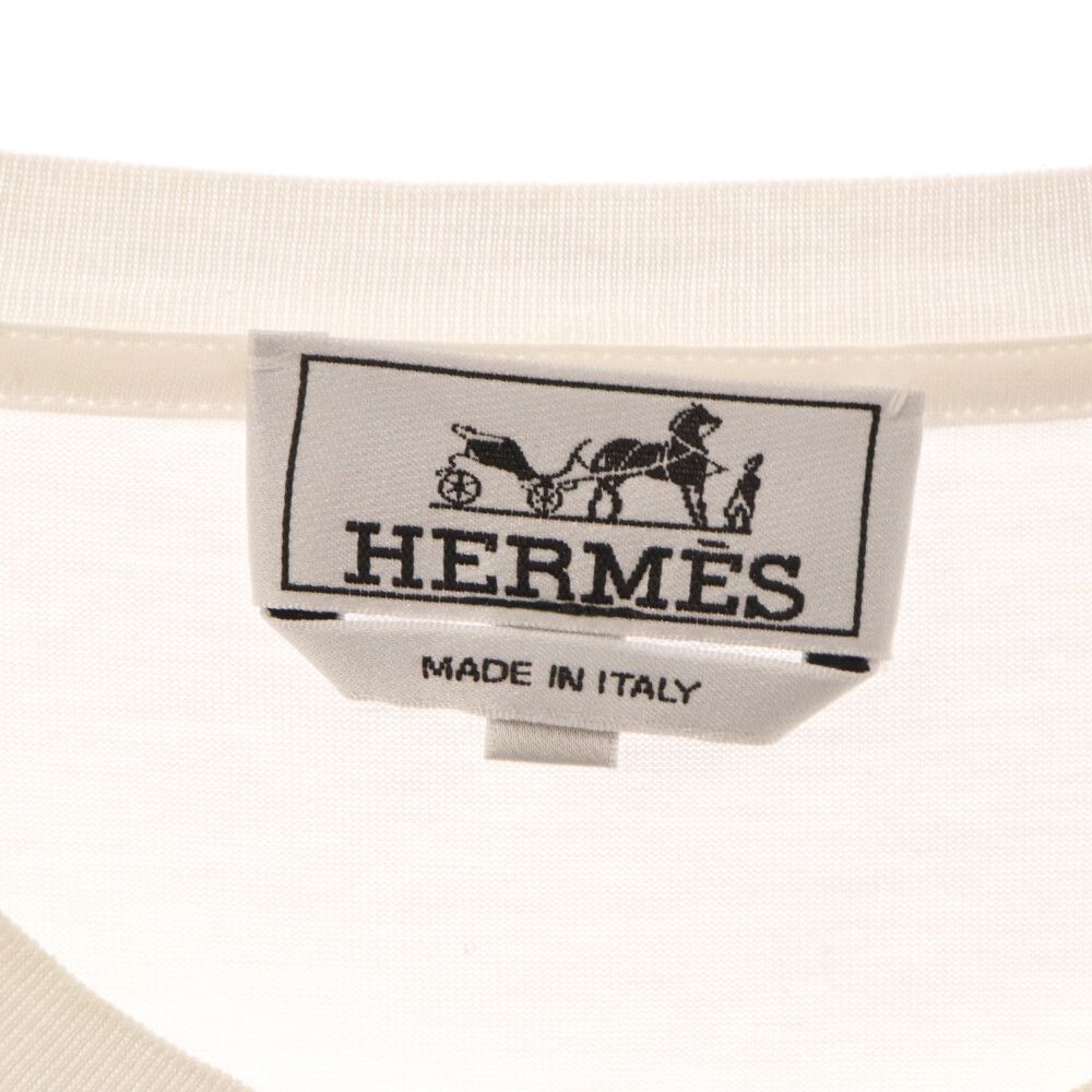 HERMES (エルメス) メカグラフィックプリント 半袖Tシャツ カットソー ホワイト 11-5752