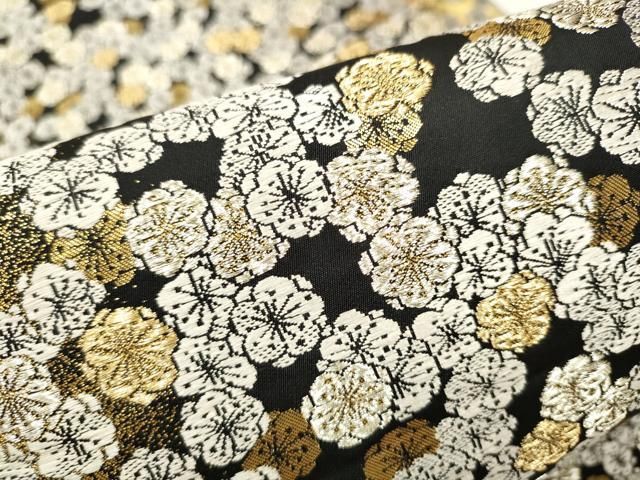 平和屋着物○西陣の名門 加納幸謹製 六通柄 京袋帯 舞梅文 黒地 金銀糸  