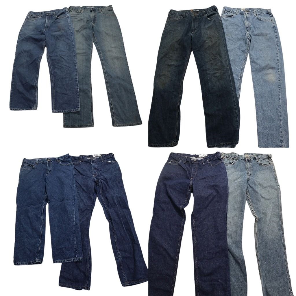古着卸 カーハート Carhartt パンツ 8枚セット メンズ 36 |38 インディゴブルー ライトブルー フェード 古着 NA5798