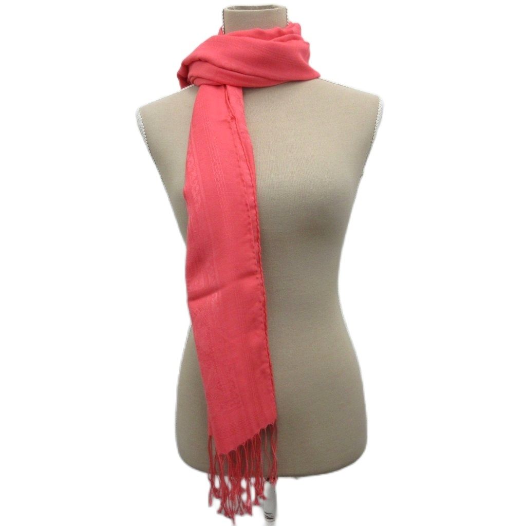 ロエベ LOEWE マフラー ストール 総柄 フリンジ 絹 シルク カシミヤ混 ピンク