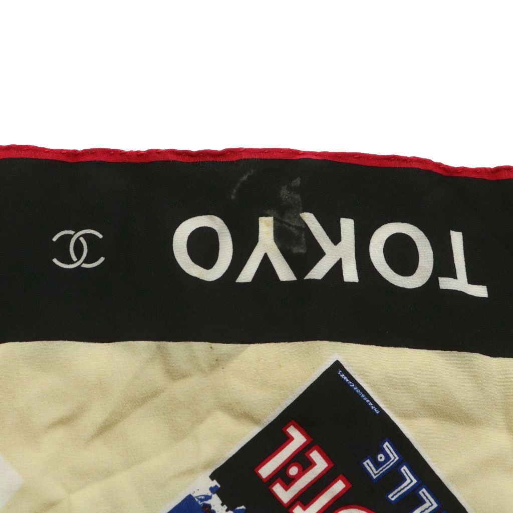 シャネル CHANEL スカーフ 絹 シルク 世界のホテル 総柄 ココマーク  