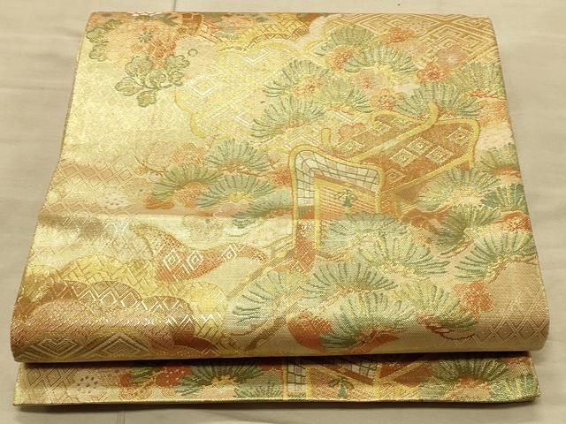 平和屋着物▽六通柄袋帯 唐織 舞桜文 金糸 正絹 逸品 CAAS3966fb