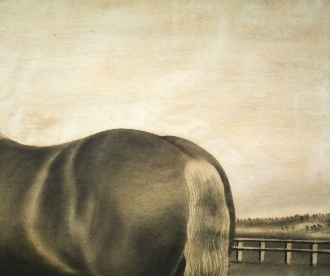 露山（畠中清喜）「馬」木炭画・水墨・10号大 謎の馬絵師 北海道伝説の