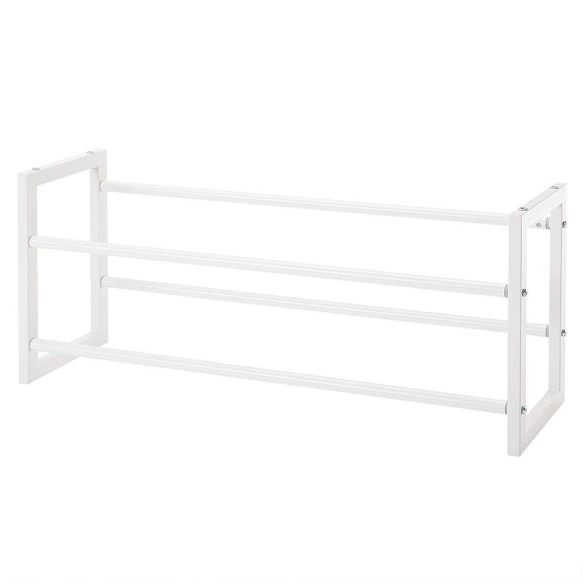 Color ホワイト WY シューズラック スリム 省スペース 伸縮 おしゃれ スタイリッシュ 靴置き 幅自由調整 斜め 薄型 玄関収納 下駄箱 玄関 棚 靴収納 シューズ 靴箱 シンプル シューズスタンド 収納 マンション アイアン ラック ブラック ホワイ