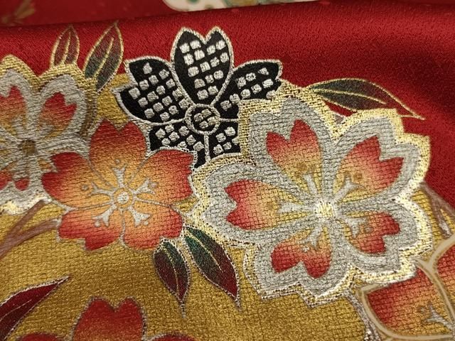 平和屋着物□豪華振袖 雪輪花蝶文 暈し染め 金彩 正絹 逸品