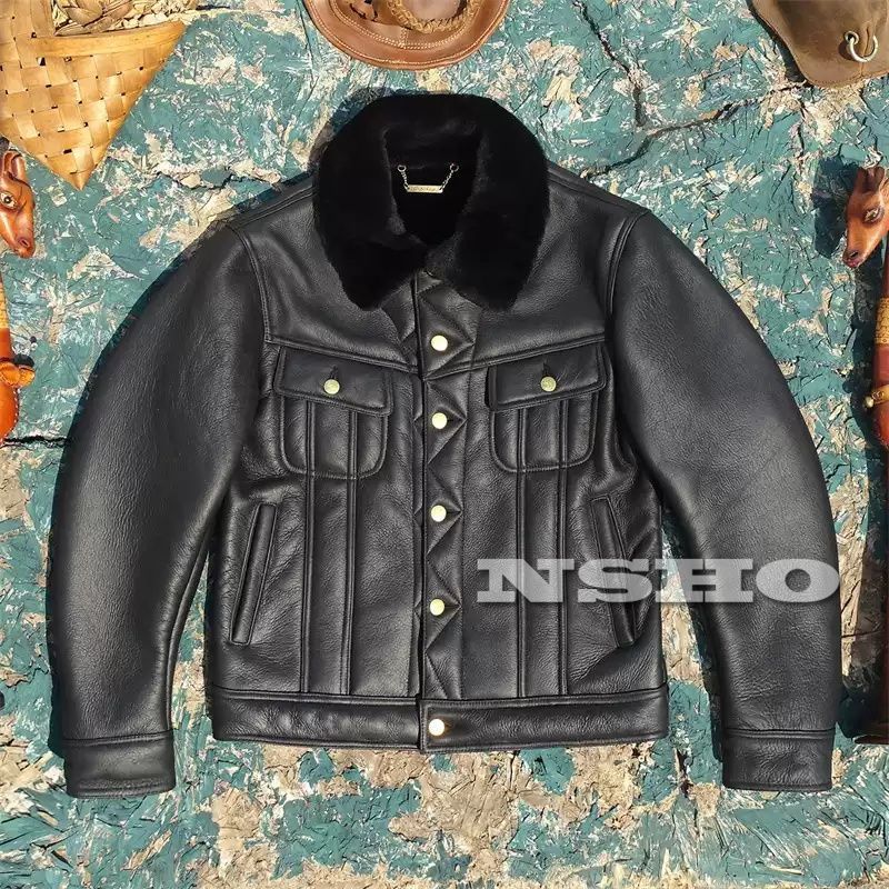 シープスキン サードタイプ Gジャン ライダース レザージャケット ブラック 2XLサイズ(42) 557 3rd Type 製品染め ラム 羊革