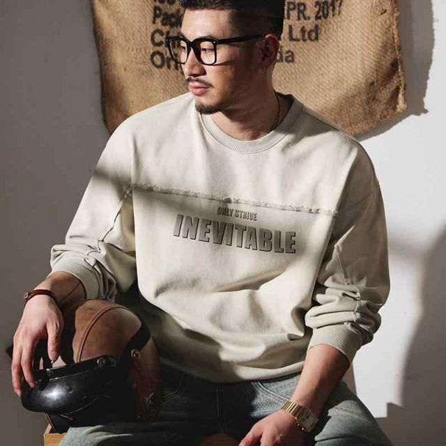 メンズ ファッション 服 男性用 オシャレ シンプル 大人 かっこいい ストリート アメリカン レトロ スウェット シャツ ラウンドネック 秋 カジュアル タオルボトムトップ